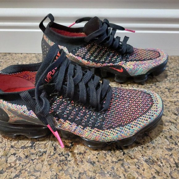 Nike Air Vapormax Flyknit 2 Black Multi Color 2018 942843-015 Women's Size 5.5 - Picture 10 of 11
